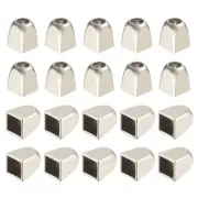 30Pcs 4mm Metal Bell Stopper Square Cord Ends Lock Rope Fastener, Silver White