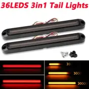 2X Tray Back Ute 36LED Tail Lights Flowing Turn Signal Slim Strip Truck Trailer