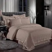 Bed Shed 300 TC Glace Cotton Plain Stripe Queen Size Double Bedsheet with 2 Pillow Cover for Home, Hotel, Guest Room (90 X 100) Inch
