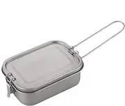 Titanium Camping Lunch Box - Food Container Box, Folding Handle Box with Airtight Lid | Seal Cooking Food Box Metal Leak Proof Fire Camping Heating Backpacking Container, Portable