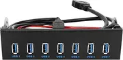 Justivana 7 Port USB 3.0 Hub 5Gbs 5.25inch CD-ROM Drive Bay CD ROM Front Panel for Computer Case+USB 3.0 19-pin Header to Type-A Male Cable Dual Chip PCI-E 1X PCI-E 16X