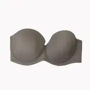 Delimira Sleek Strapless bra 44E NEW Cameo Heather brown removable strap 4 hook
