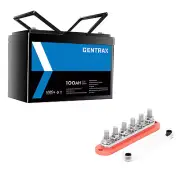 1PC Gentrax 12V 100Ah Lithium Battery LiFePO4 1PC 6 GANG 300A M8 Bus Bar 12V Red