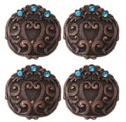 Concho Set of 4 Conchos Western Saddle Tack Copper Engraved Rhinestone 401541B