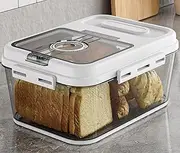 Kitchen Countertop Bread Box, Airtight Storage Container with Time Recording Lid, White (Small)