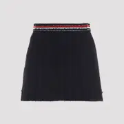 [Thom Browne] Thom Browne-Navy-Blue Cotton Thigh Length Side Tab Skirt-Donna 40 IT