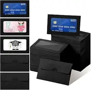 Geyee 260 Pcs Bulk Paper Window Gift Card Envelopes 3.9 x 2.4 Inch Mini Business Gift Card Sleeves Holders for Christmas Wedding Invitation(Black)