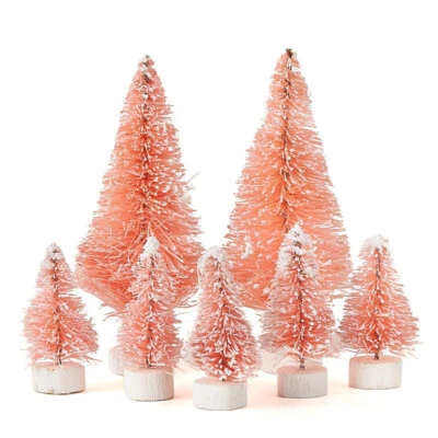 Bulk Buy of 28 Assorted Frosted Pink Bottle Brush Trees