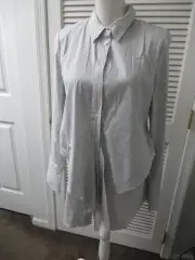 WHITE HOUSE BLACK MARKET Tie front Poplin Black White Poplin Shirt 12 NWOT $79