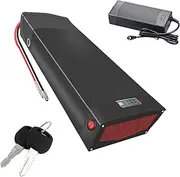 36V 13AH E-Bike Battery 48V 20AH Lithium Battery with Tail Light and Switch and LED Power Indicator and Safety Lock for 460W-960W Motor Kits,Bullet Head 48v15ah
