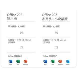 微軟 Microsoft Office 2021 中小企業版盒裝 PKC中文 家用及中小企業版 文書處理/盒裝版