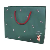 在飛比找誠品線上優惠-日本 indigo 聖誕包裝提袋/ S/ 糖果熊/ 綠色