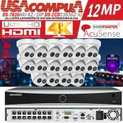 Hikvision 4K 16CH 8MP POE AcuSense Security Camera System DS-2CD2383G2-IU Lot