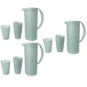15pc 1.5L Frosted Plastic Pitcher Jug/280ml Water/Juice Drinking Cup/Mugs GRY