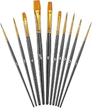 Paint Brush Set, 10Pcs Paint Brushes for Acrylic Painting, Water Color Paintbrushes for Kids, Easter Egg Painting Brush, Halloween Face Paint Brush, Round Pointed Tip Detail Small Brush -Galaxy Black