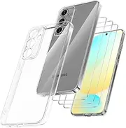 Didisky Case for Samsung Galaxy S24 FE with 3 Pack Tempered Glass Protector,Soft Silicone Transparent TPU [Cover+Tempered Glass] 9H HD Hardness, Screen Protector