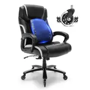 Heavy Duty Executive Office Chair with Cutting-edge Adjustable Lumbar Support for Long Hours, Big and Tall 400lbs Office Chair, Wide Thick Padded Strong Metal Base Quiet