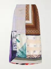 [Conner Ives] Conner Ives - Reconstituted Printed Silk-blend Pencil Skirt - Pink - medium medium Pink