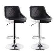 SERENITà Bar Stools Kitchen Bar Stool Leather Barstools Swivel Gas Lift Counter Chairs BS8403 Black
