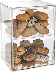 [NiHome] Adjustable and Stackable Bread Box with Dual-Opening Design,Transparent Design with Eco-Friendly Material for Visible Freshness, Efficient Humidity Control for Bread & Food Storage