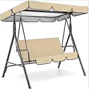 Garden Swing Canopy Replacement, Canopy Top Cover+Swing Cushion Cover,Courtyard Garden Swing Seat Cover Replacement 2/3-Seat Waterproof Sunproof Protection Cover,