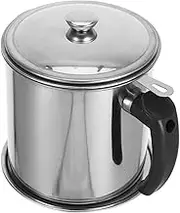 HEALSOPTHY Stainless Steel Oil Pot with Fine Mesh Strainer Grease Container for Cooking Oil Efficient Separator for Bacon Fat Easy to Clean Kitchen Essential