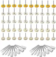 Yakamoz 6 Pieces Polishing Buffing Wheel Set, Wool Felt Cotton Mounted 3mm Shank for Rotary Tool Accessories Mini Brush Polishing Kit for Watch and Jewelry