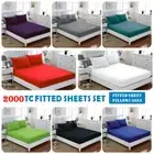 2000TC Ultra Soft Bed Fitted Sheet Set Pillowcase Single/KS/Double/Queen/King/SK