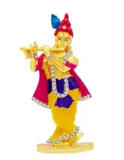 Lord Krishna Idol Metal Statue For Home Office Temple Decor