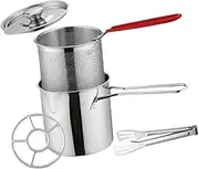 MAGICLULU 1Set Fry Pot Deep Fryer with Basket Lid for Outdoor Cooking for Shrimp Chicken and Fries Lightweight Safe Design for Family Gatherings