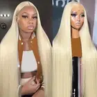 250 Density HD 613 Honey Blonde 30 40Inches Straight 13x4 Lace Frontal Wig Women