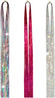 Extensions Glitter Tinsel Hair Hair Skin Weft Holographic Highlights Party Pink