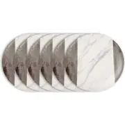 6x Lemon & Lime Matte 26.5cm Melamine Dinner Plate Round Dish Endwood Marble