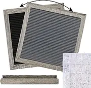 Double sided felt letter board 25x25cm black & grey with flat stand & storage container for letters. Rustic or Whitewash design. (Rustic felt board Set)