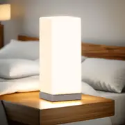 Satin Glass Touch Table Lamp in Brushed Chrome