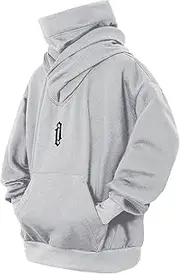 [Eocicvvi] Men's Turtleneck Hip Hop Fleece Jumper Hoodie Sweater Sweatshirt with Hood Oversize Urban