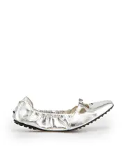 Silver Leather Cut-Out Driving Flats