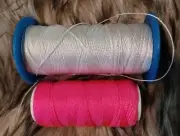 Braided Brick Mason Multipurpose Craft Crochet Thread Line Two Hot Pink & White