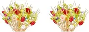200 Pcs Bamboo Cocktail Picks,Cocktail Skewers for Appetizers Picks, Fancy Cocktail Toothpicks, Drinks Fruits Party Food Garnish，Toothpicks for Food Long Toothpicks 4.7Inch (Flower)
