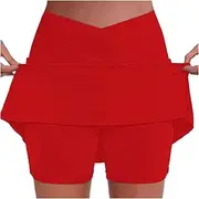 [Generic] Skorts for Woman Summer Lightweight Running Athletic Tennis Shorts Quick Drying Golf Skirts Casual Short with Pockets