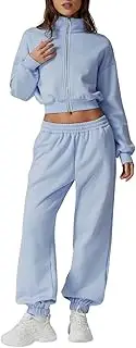 [QINSEN] Womens 2 Piece Oufits Full Zip Jacket Long Sleeve Sweatsuits Fleece Lounge Tracksuit with Joggers