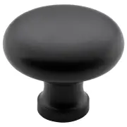 Large Round Cupboard Knob, Matte Blk