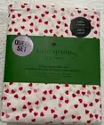 NWT Kate Spade Queen Sheet Set (4pc) Cotton Percale Pink & Red Hearts on White