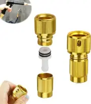Expandable Garden Hose Repair Kit, 2 Set of Brass Pocket Water Hose Connector,