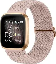 Elastic Solo Loop Bands for Fitbit Versa 2 Bands, Fitbit Versa Band,Versa Lite/SE Band Women Men, Adjustable Stretchy Braided Sport Replacement Sport Straps for Fitbit Versa 2 /Versa/Versa Lite/SE
