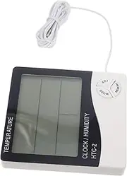 Aquarium Water Temperature Monitor Digital Hygrometer Clock Function Large LCD Display Sturdy Plastic for Office Home Living Room Random Color