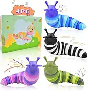 Cevioce 4 PCS Fidget Slug Toys Sensory Slug Toys Party Favors for Adults & Kids A