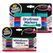 4x Crayola Take Note! Fine Line & 4x Quick-Dry Chisel Tip White Board Markers