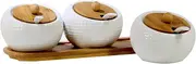Spice Box Set Spice Jar Ceramic Spice Jars Spice Container Storage Jar with Spoon Sugar Bowl Salt Jar Pepper Herbal Jars Kitchen Utensil