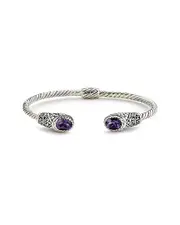 Samuel B. Silver 3.20 ct. tw. Amethyst Cable Bangle Bracelet